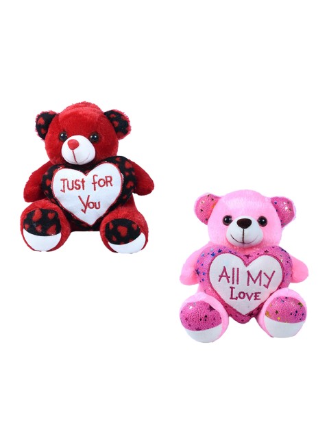 

DukieKooky Set Of 2 Teddy Bear Soft Toys, Pink