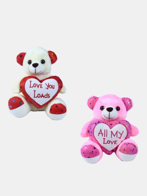 

DukieKooky Pack Of 2 Pink & Cream-Coloured Teddy Bears