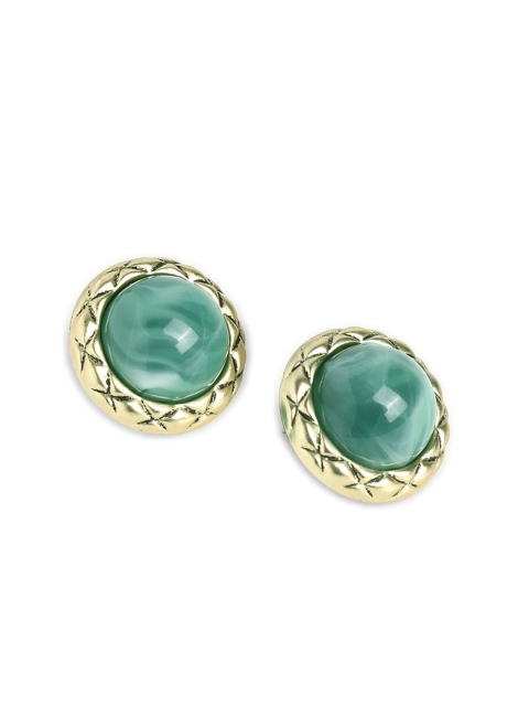 

Mikoto by FableStreet Gold-Toned & Green Circular Studs Earrings