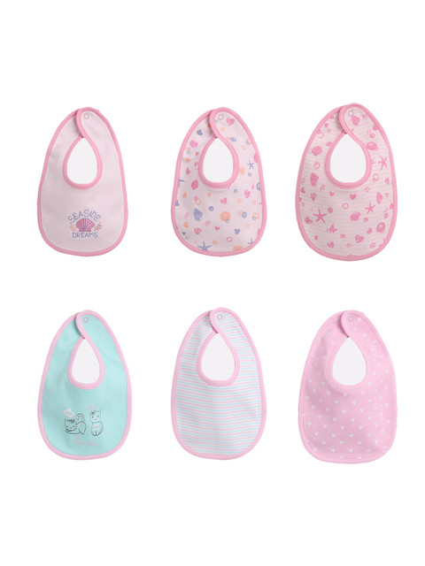 

BABY GO Unisex Kids Set Of 6 Pure Cotton Bibs, Multi