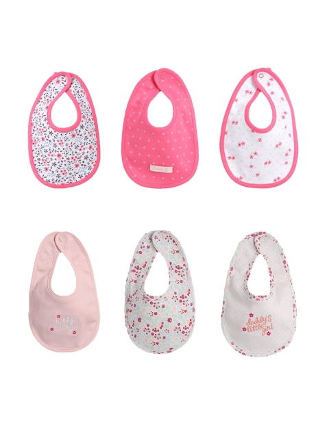 

BABY GO Infants Kids Pack Of 6 Printed Bibs, Pink