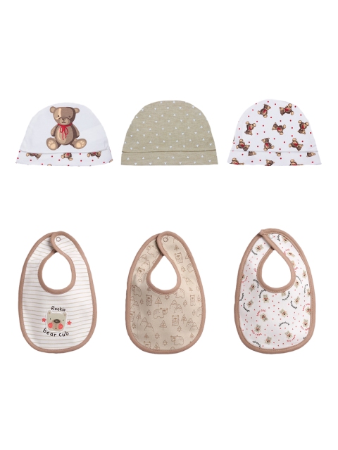

BABY GO Infants Kids Pack Of 3 Printed Bibs, Brown