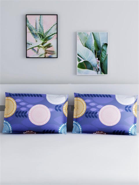 

Salona Bichona Set Of 2 Purple & Pink Printed 144TC Pillow Covers