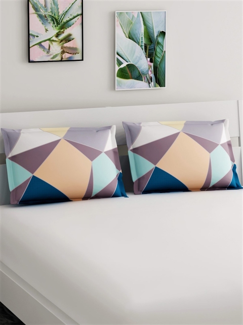 

Salona Bichona Set Of 2 Grey & Brown Abstract Pure Cotton Pillow Covers