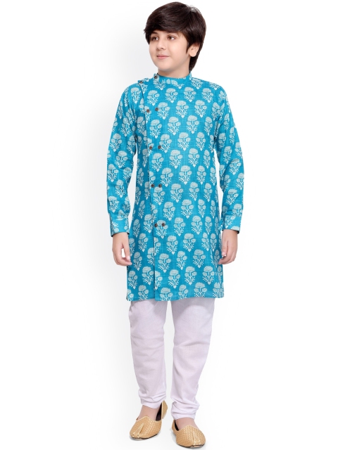 

Jeetethnics Boys Blue Floral Printed Regular Kurta with Pyjamas