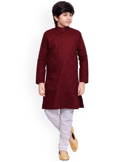 

Jeetethnics Boys Maroon Regular Kurta with Pyjamas