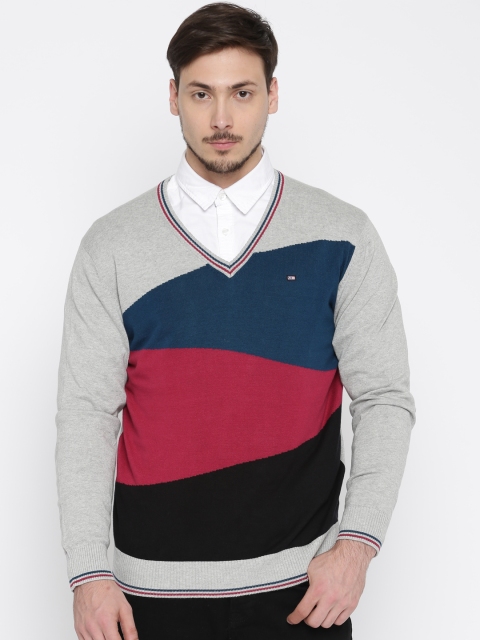 

Arrow Sport Grey Melange & Pink Colourblocked Sweater
