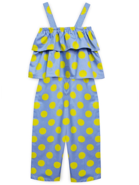 

A.T.U.N. Girls Blue & Yellow Printed Pure Cotton Basic Jumpsuit