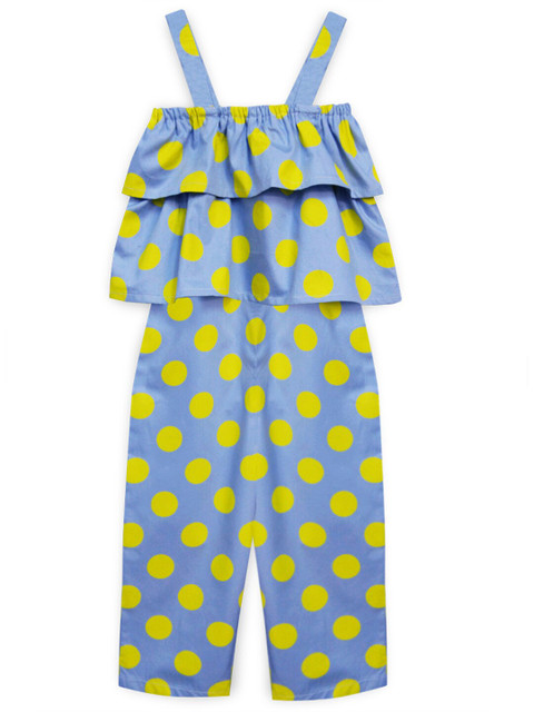 

A T U N Girls Blue & Yellow Printed Basic Jumpsuit