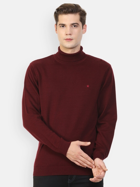 

Louis Philippe Men Maroon Solid Turtle Neck Acrylic Pullover