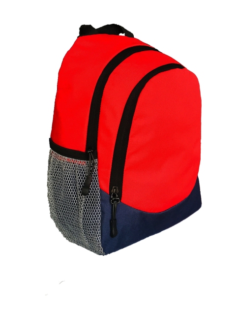 

Zwart Unisex Red & Navy Blue Colourblocked Backpack