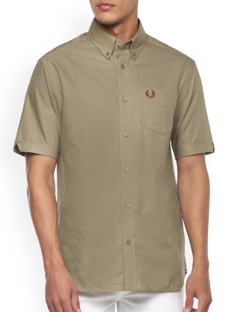 

Fred Perry Men Olive Green Opaque Casual Shirt