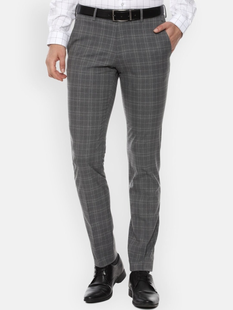 

Van Heusen Men Grey Checked Slim Fit Formal Trousers