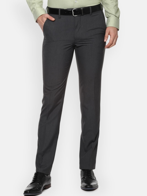 

Van Heusen Men Grey Textured Slim Fit Formal Trousers