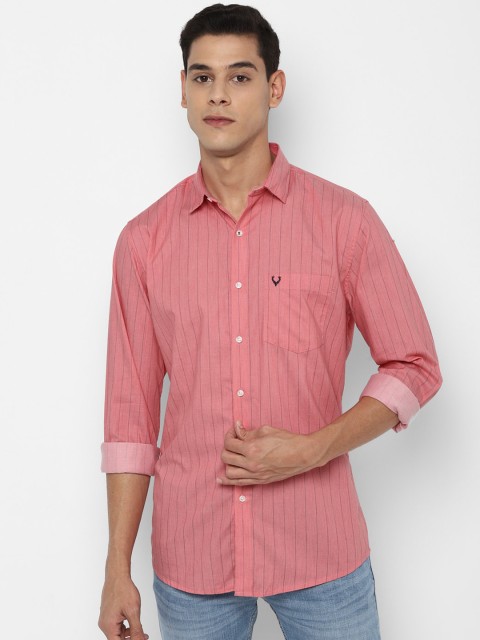 

Allen Solly Men Pink Slim Fit Opaque Striped Casual Shirt