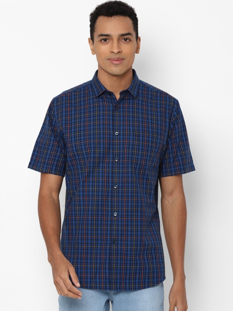 

Allen Solly Men Blue Slim Fit Opaque Checked Pure Cotton Casual Shirt