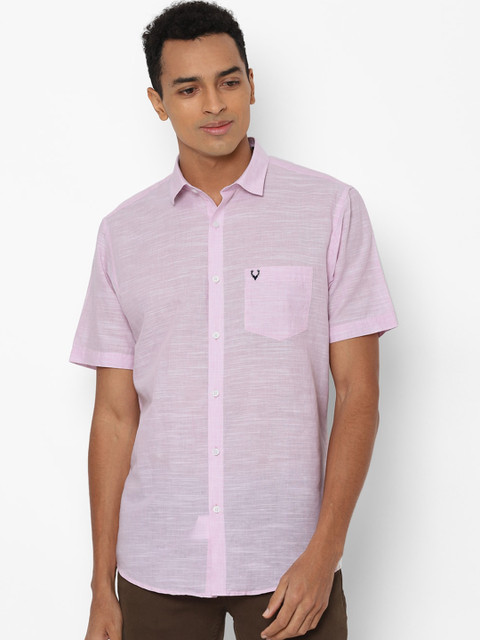 

Allen Solly Men Pink Solid Slim Fit Casual Cotton Shirt