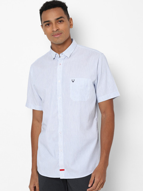 

Allen Solly Men Blue Slim Fit Pinstripes Opaque Striped Casual Shirt