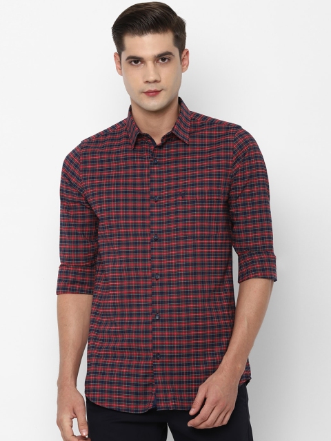 

Allen Solly Men Maroon & Navy Blue Slim Fit Grid Tattersall Checks Opaque Casual Shirt