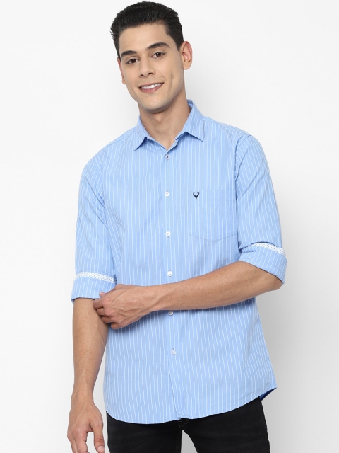 

Allen Solly Men Blue Slim Fit Opaque Striped Casual Shirt