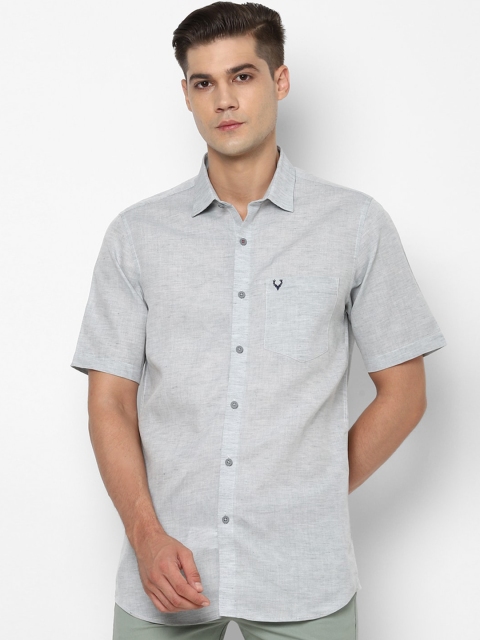 

Allen Solly Men Grey Solid Slim Fit Casual Cotton Shirt