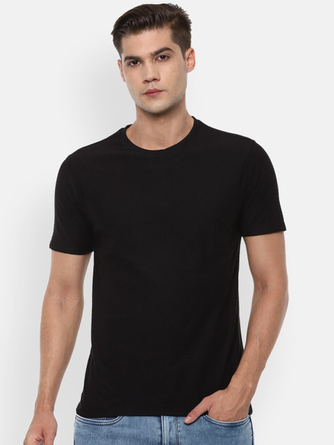 

V Dot Men Black Slim Fit T-shirt