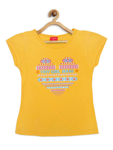 

Tiny Girl Girls Orange Graphic Printed Regular Top
