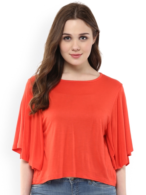 

Harpa Women Coral Red Solid Regular Top