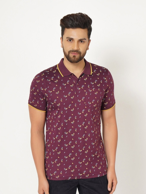 

Blackberrys Men Maroon Printed Polo Collar Slim Fit T-shirt