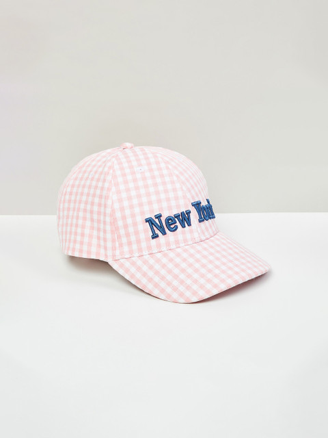 

max Girls Pink & White Checked Pure Cotton Visor Cap