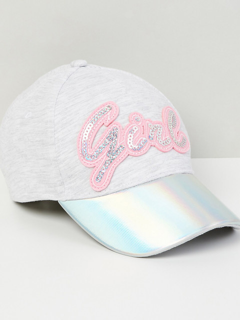 

max Girls Grey & Pink Embellished Baseball Cap