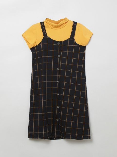 

Max Girls Black Checked Georgette A-Line Dress