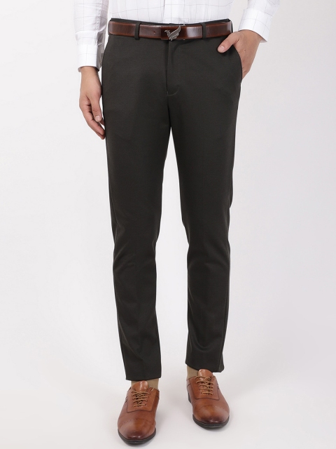 

Blackberrys Men Olive Green Formal Trousers