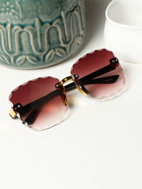 

PASSION PETALS Unisex Kids Brown Lens & Gold-Toned Square Sunglasses & UV Protected Lens