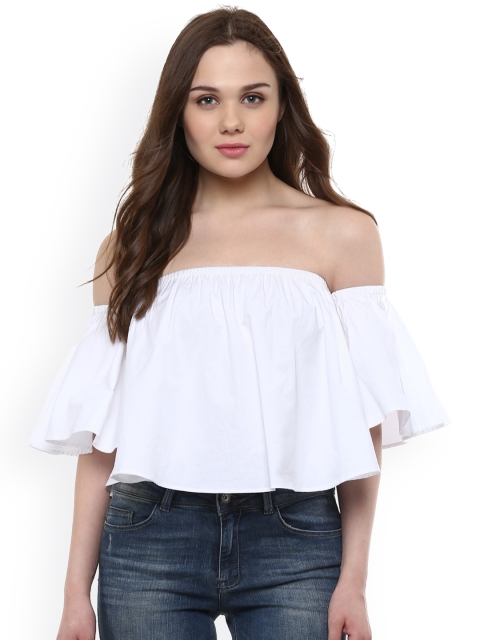 

Harpa Women White Solid Regular Off-Shoulder Top