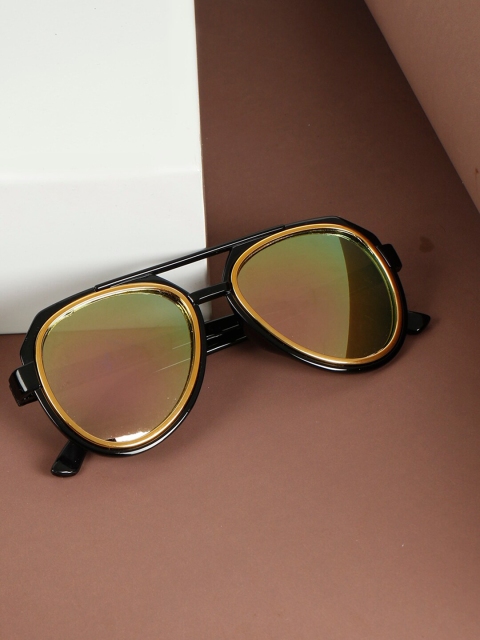 

PASSION PETALS Kids Gold Lens & Black Aviator Sunglasses with UV Protected Lens