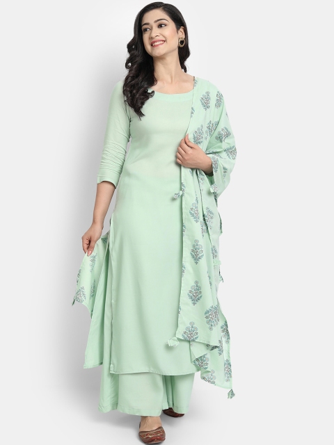 

JAIPURI BUNAAI Women Green Regular Kurta with Palazzos & With Dupatta