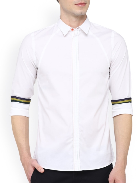 

PS By Paul Smith Men White Solid Opaque Casual Shirt