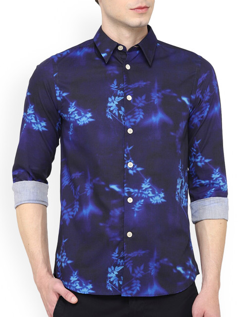 

PS By Paul Smith Men Navy Blue Floral Opaque Printed Casual Shirt
