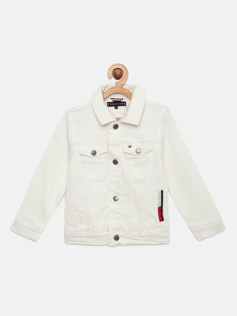

Tommy Hilfiger Boys White Solid Oversized Trucker Denim Jacket