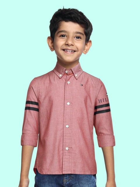 

Tommy Hilfiger Boys Red Pure Cotton Opaque Casual Shirt