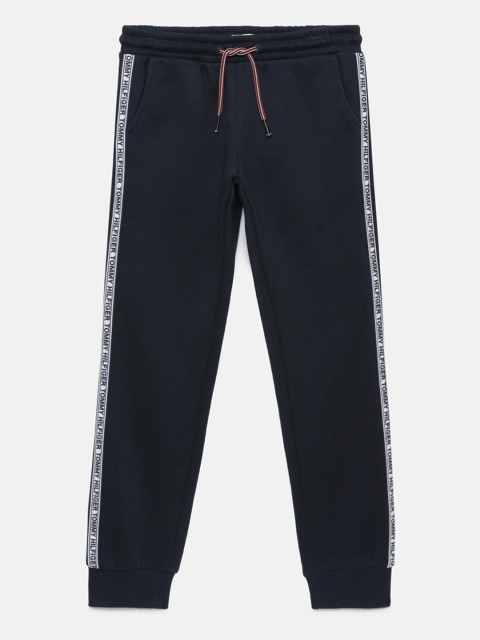 

Tommy Hilfiger Boys Navy Blue Slim Fit Joggers with Brand Logo Side Taping