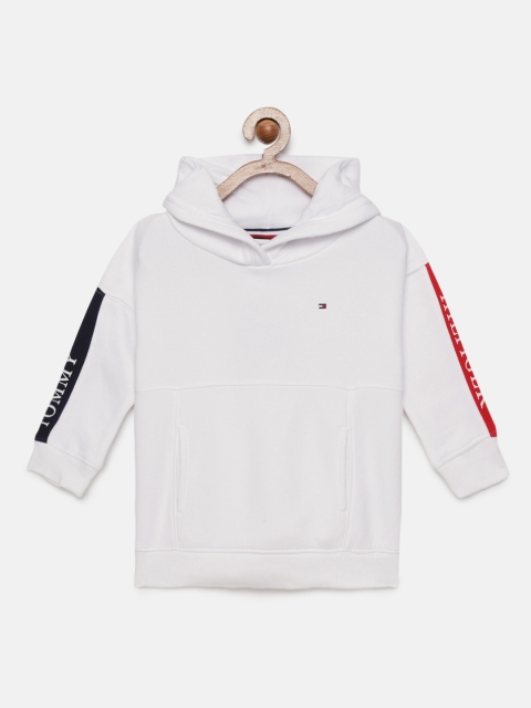 

Tommy Hilfiger Girls White Hooded Pure Cotton Sweatshirt