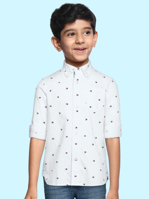 

Tommy Hilfiger Boys White Pure Cotton Opaque Printed Casual Shirt