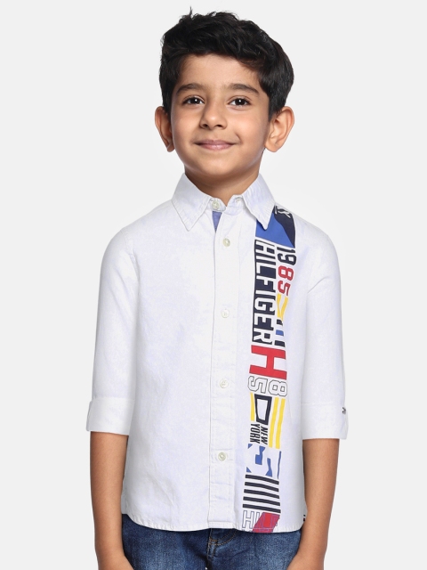 

Tommy Hilfiger Boys White Printed Pure Cotton Casual Shirt