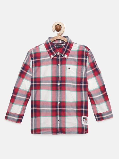 

Tommy Hilfiger Boys Red Checked Pure Cotton Casual Shirt