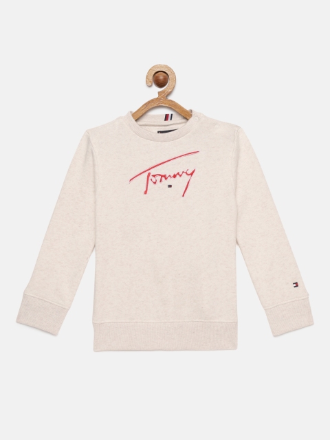 

Tommy Hilfiger Boys Brand Logo Embroidered Cream-Coloured Sweatshirt, Blue