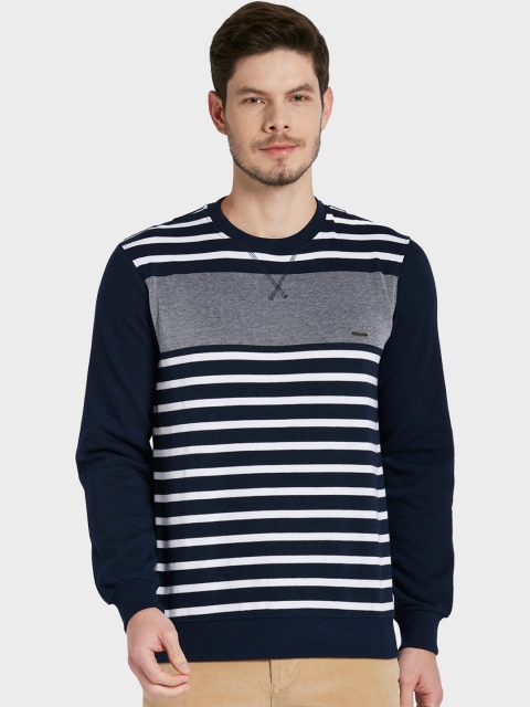 

ColorPlus Men Blue Striped Sweatshirt