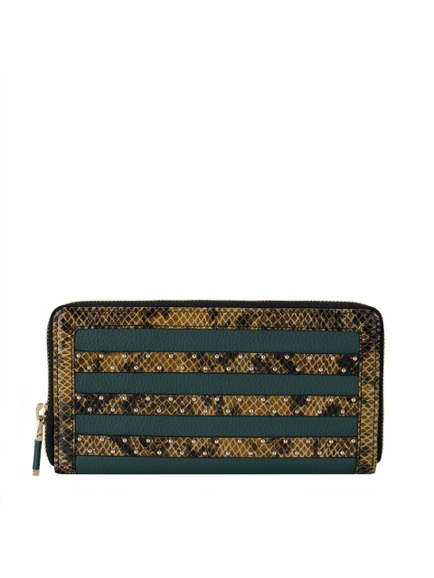 

Da Milano Women Mustard & Green Textured Leather Zip Around Wallet
