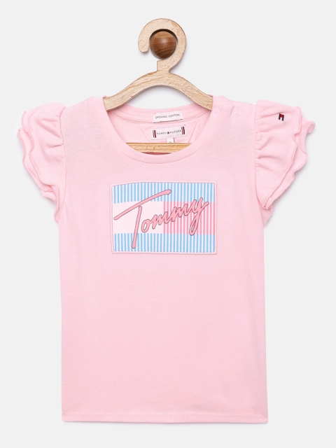

Tommy Hilfiger Girls Pink Brand Logo Printed Pure Cotton T-shirt